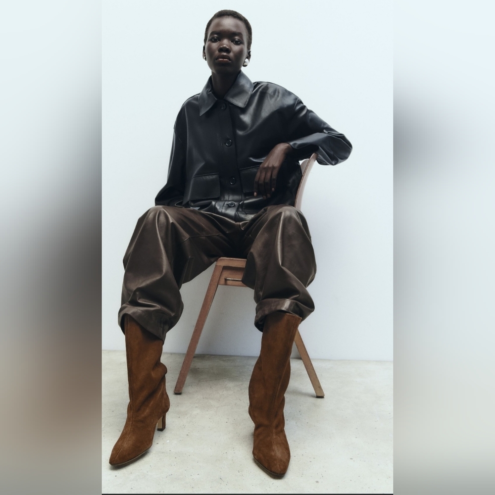 Zara Heeled Suede Mid-Calf Boots (size 7)